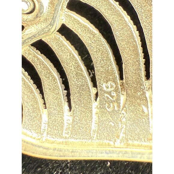 Vintage Heart Shaped Sterling Silver 925 & Marcasite Earrings Diamond Read Descr - Picture 3 of 12